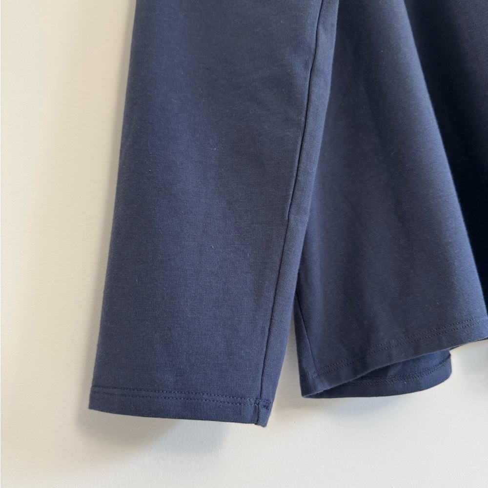 Eileen Fisher Navy Organic Cotton Stretch Jersey High Crewneck Box Top - Picture 2 of 8